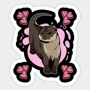 Sea Otter Pink Heart Design Otter Sticker